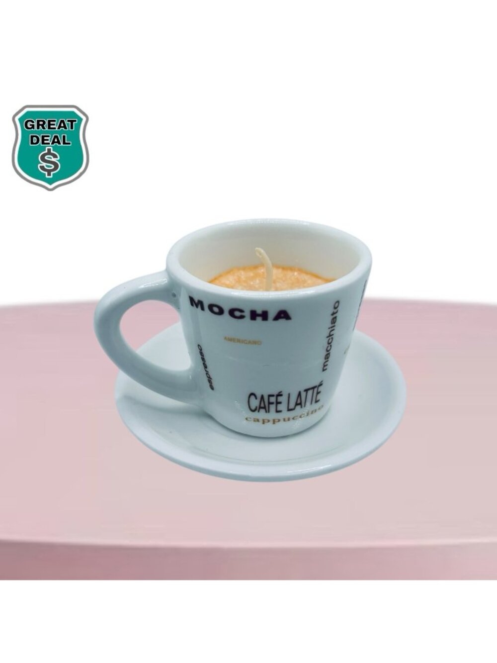 Miniature Latte Candle Ceramic White Coffee Mug with White Saucer. RARE!
